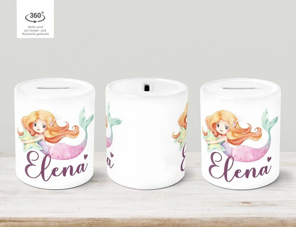 Скарбничка Mermaid Princess Персоналізована Керамічна, фото №2