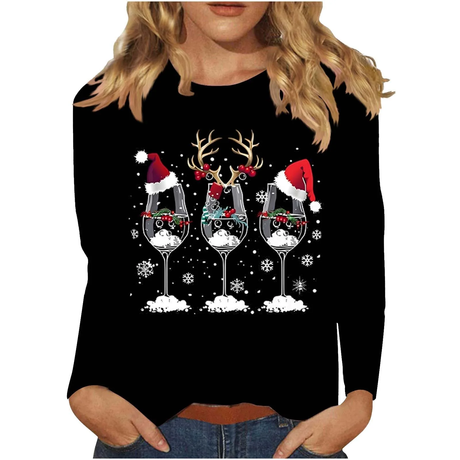 Рождественский джемпер tsaChick Женский рождественский свитшот Рождественский джемпер со смешным рождественским мотивом Рождественская футболка с длинными рукавами Футболка с круглым вырезом Рождественский джемпер больших размеров Рождественская футболка, фото №1 Рождественский джемпер tsaChick Женский рождественский свитшот Рождественский джемпер со смешным рождественским мотивом Рождественская футболка с длинными рукавами Футболка с круглым вырезом Рождественский джемпер больших размеров Рождественская футболка, фото №1