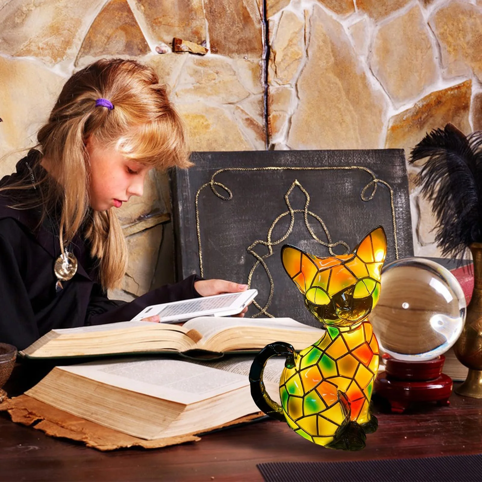 Настільна лампа Кішка вінтажна 3D, фото №5