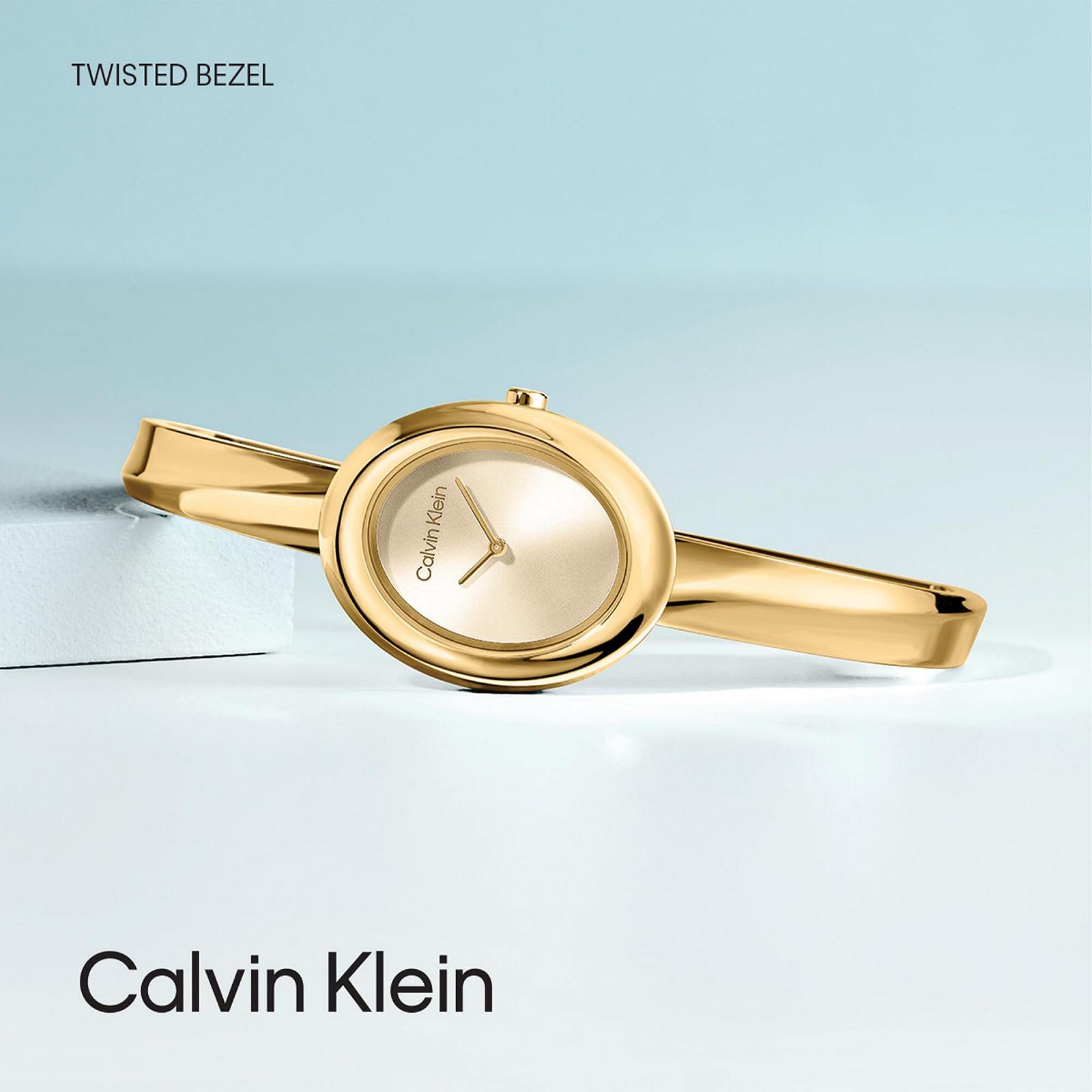 Жіночий аналоговий годинник Calvin Klein Twisted Bezel Collection Золотий браслет з нержавіючої сталі, фото №5