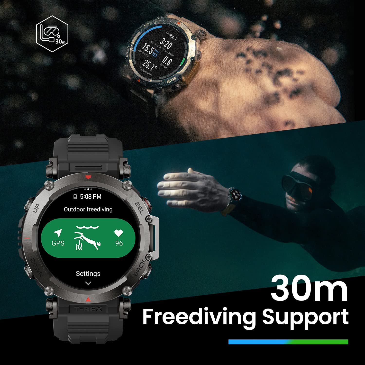 Смарт-годинник Amazfit T-Rex Ultra 47 мм, подвійний GPS-діапазон, імпорт маршрутів та 6 навігаційних систем, фото №3