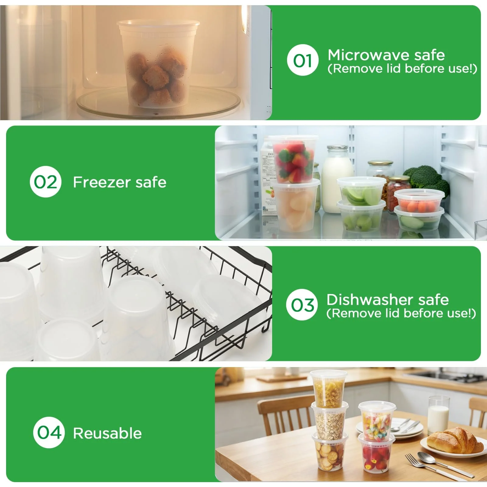 Контейнери для зберігання їжі Romon 24 шт 710 мл/24 oz BPA-free, фото №4