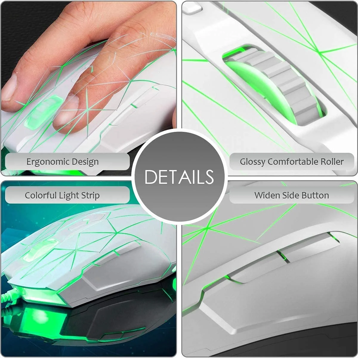 Проводная игровая мышь RGB, 7 кнопок, 2500 DPI, эргономичная светодиодная подсветка, USB, для геймеров, компьютер, ноутбук, ПК, для Windows, Mac OS, Linux - Star White, фото №4 Проводная игровая мышь RGB, 7 кнопок, 2500 DPI, эргономичная светодиодная подсветка, USB, для геймеров, компьютер, ноутбук, ПК, для Windows, Mac OS, Linux - Star White, фото №4