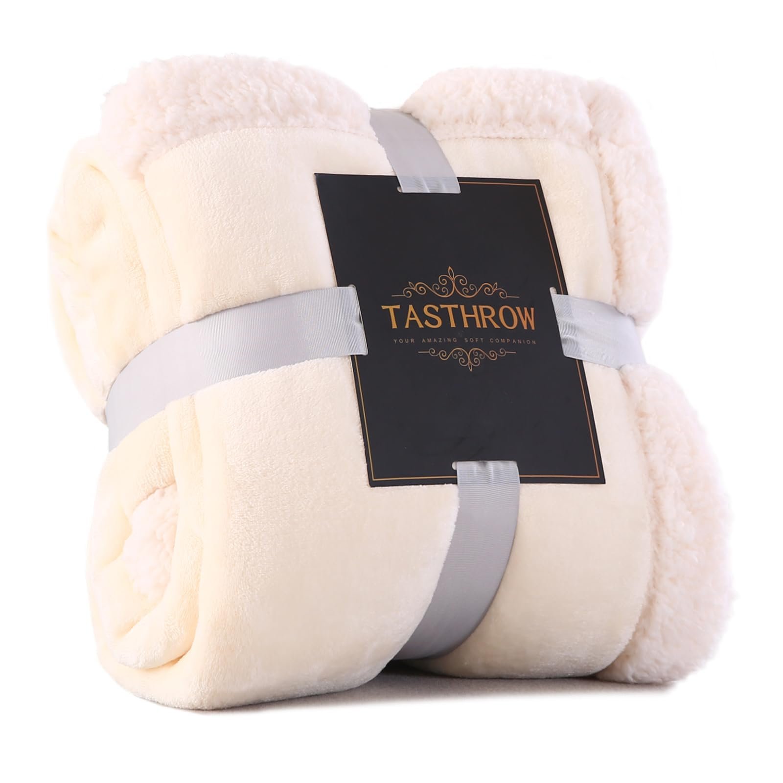 Плед TASTHROW Шерпа, 130 x 180 см, 540 GSM, колір кремово-білий, фото №1