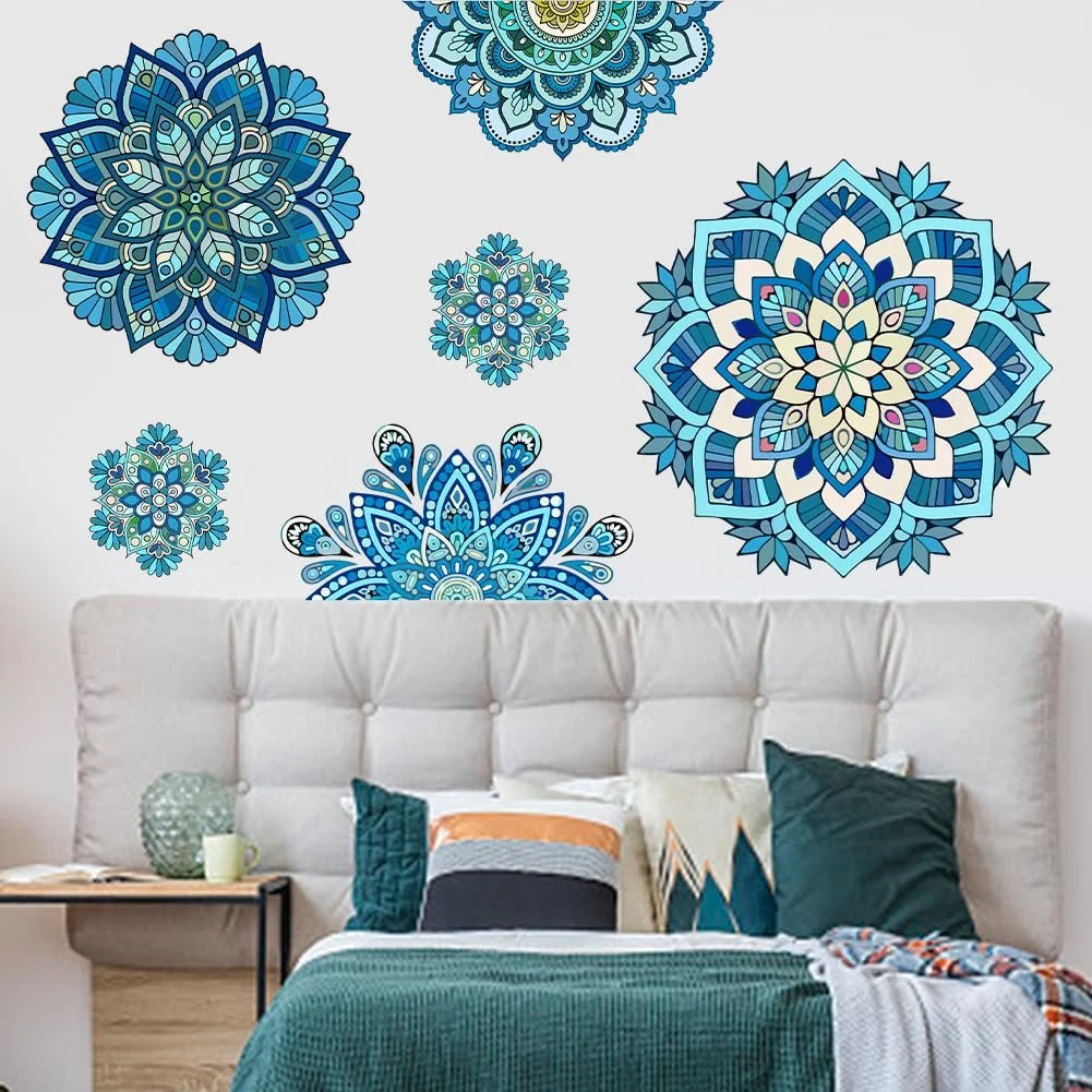 Вінілова наклейка на стіну SUPERDANT Blue Mandala Boho Синя 80 x 39 см, фото №3 Вінілова наклейка на стіну SUPERDANT Blue Mandala Boho Синя 80 x 39 см, фото №3