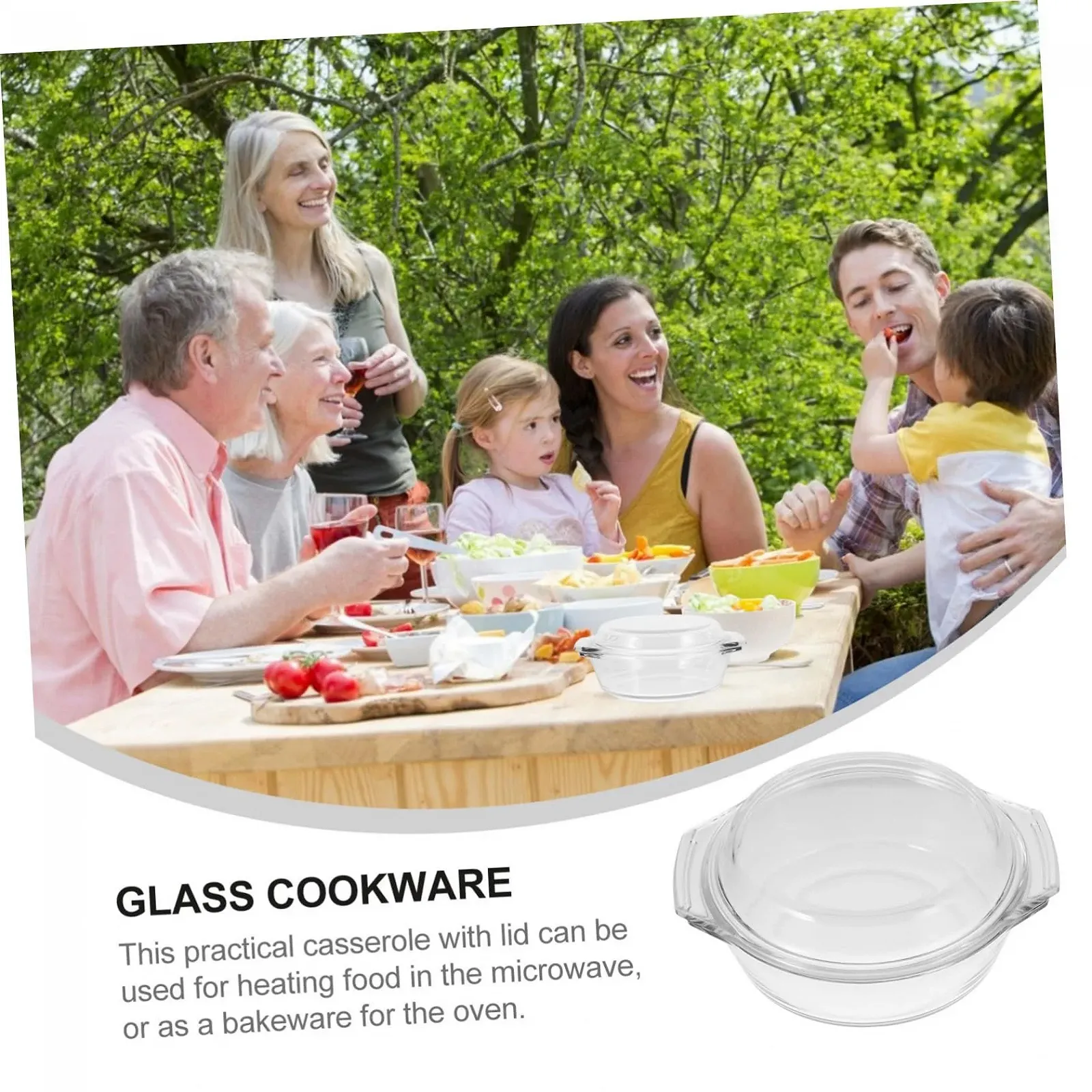 Форма для запекания с крышкой и ручками Стеклянная Термостойкая для микроволновой печи, фото №8 Форма для запекания с крышкой и ручками Стеклянная Термостойкая для микроволновой печи, фото №8