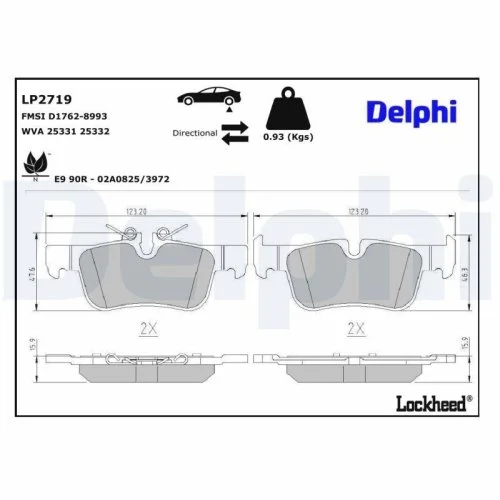 Комплект тормозных колодок DELPHI LP2719 дисковый тормоз для BMW MINI BMW (BRILLIANCE), фото №3