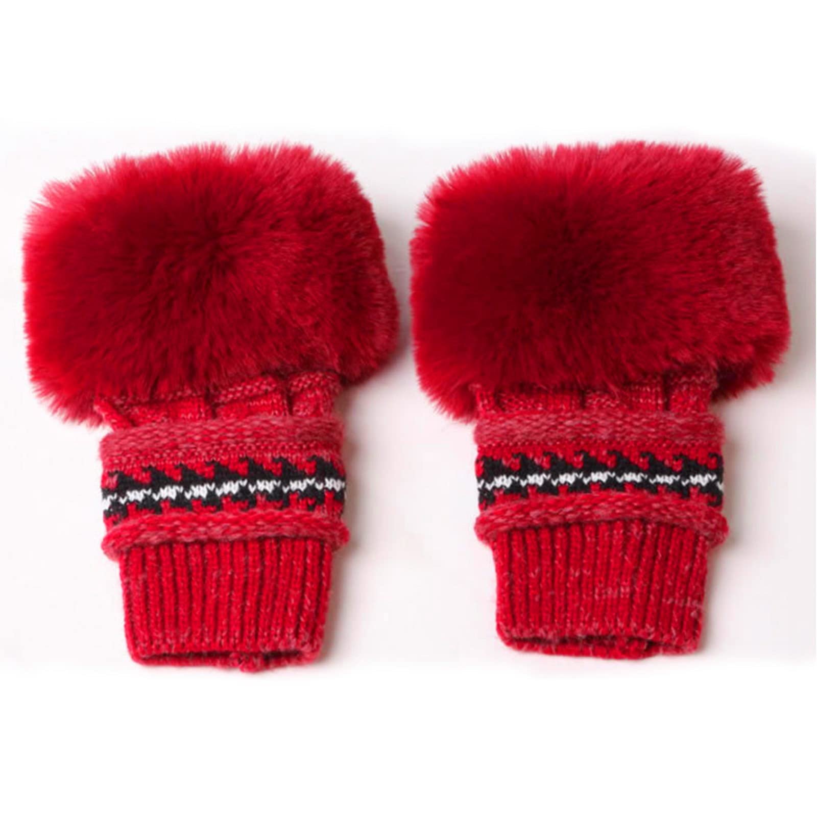 Шапка В'язана зимова шапка з флісовою підкладкою для дівчат, фото №4