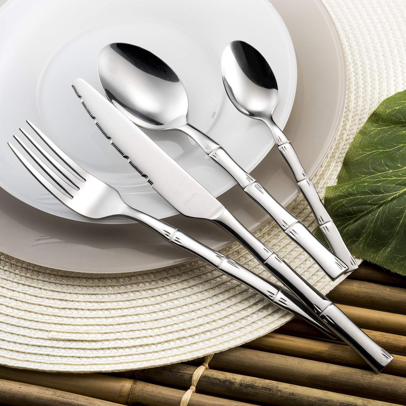 Набор столовых приборов Amefa Karma, круглые ручки с бамбуковым декором, 24 предмета, на 6 персон, фото №4 Набор столовых приборов Amefa Karma, круглые ручки с бамбуковым декором, 24 предмета, на 6 персон, фото №4