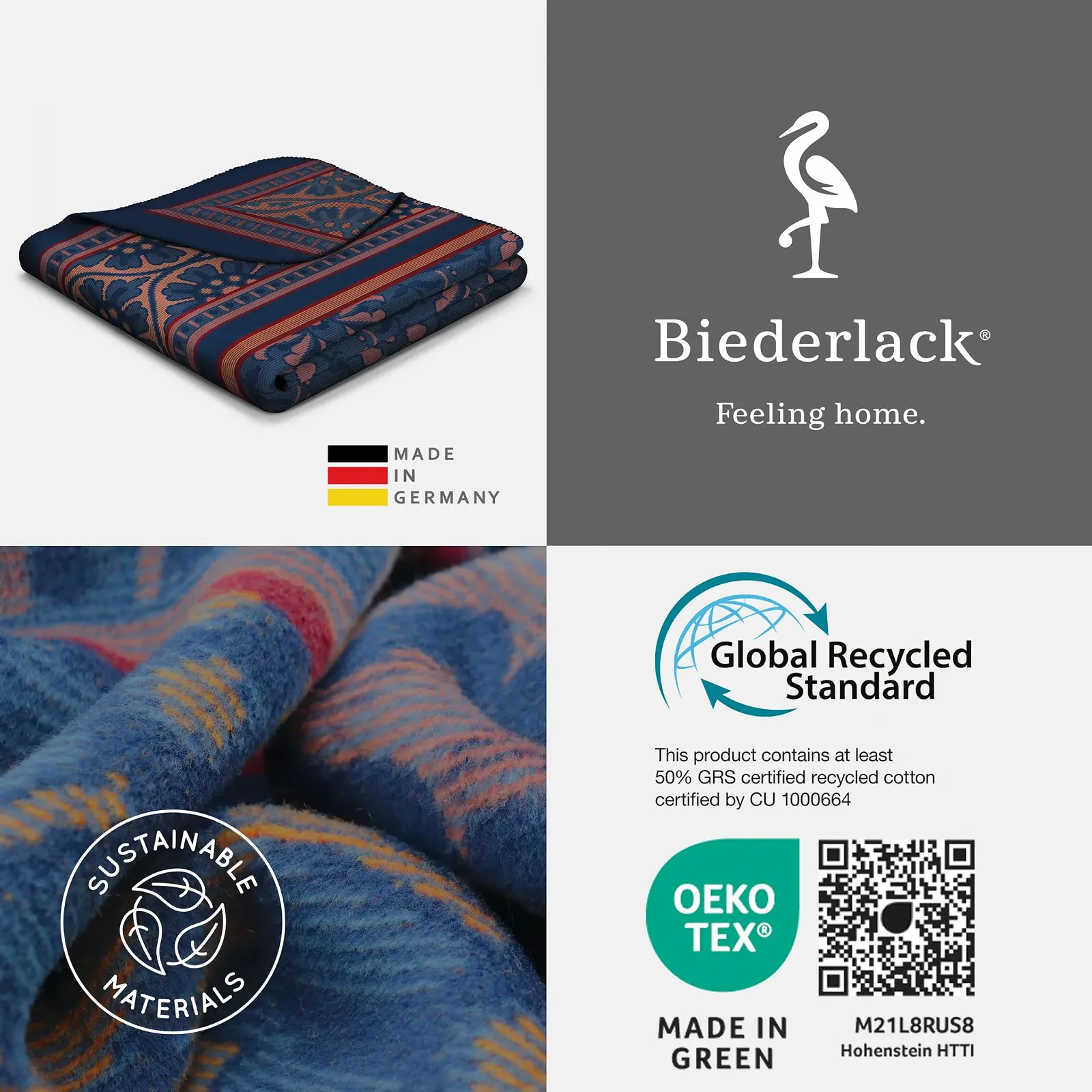 Покрывало Biederlack Persian Garden 150 x 200 см темно-синий/оранжевый, фото №3