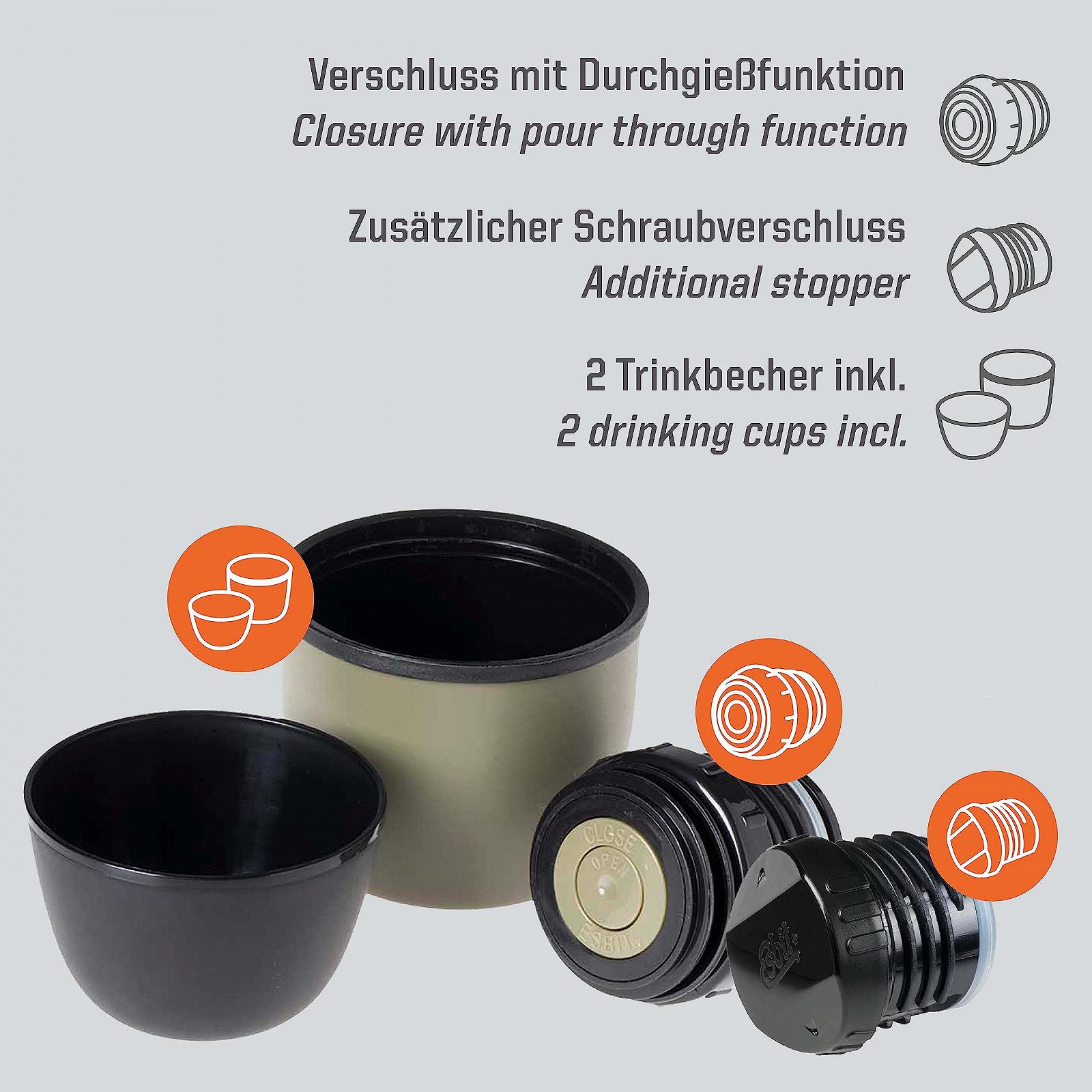 Термос Esbit Classic 500 мл з 2 чашками Stainless Steel Olive Green, фото №3 Термос Esbit Classic 500 мл з 2 чашками Stainless Steel Olive Green, фото №3
