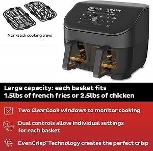 Мультипечь Instant Vortex Plus Dual ClearCook / 7,6 л / 1700 Вт / Черная цена на synthetic.ua - Фото 1 Мультипечь Instant Vortex Plus Dual ClearCook / 7,6 л / 1700 Вт / Черная synthetic.ua - Фото 1