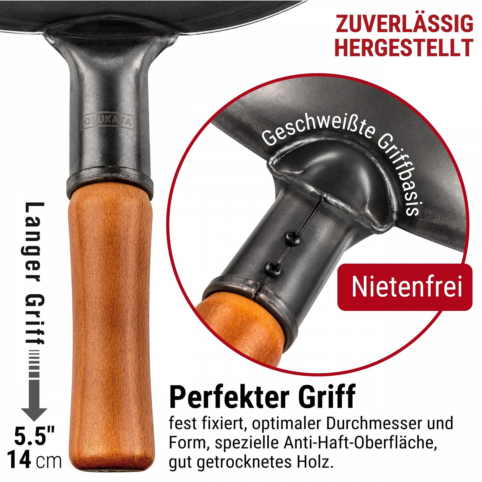 Сковорода-вок YOSUKATA из углеродистой стали, 34 см, с плоским дном, фото №4 Сковорода-вок YOSUKATA из углеродистой стали, 34 см, с плоским дном, фото №4