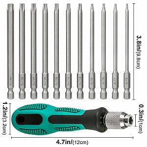 Комплект отверток Torx 100 мм T6-T40 Магнитные звёздные ручка Длинный шестигранный стержень S2 сталь Звёздная головка synthetic.ua - Фото 1