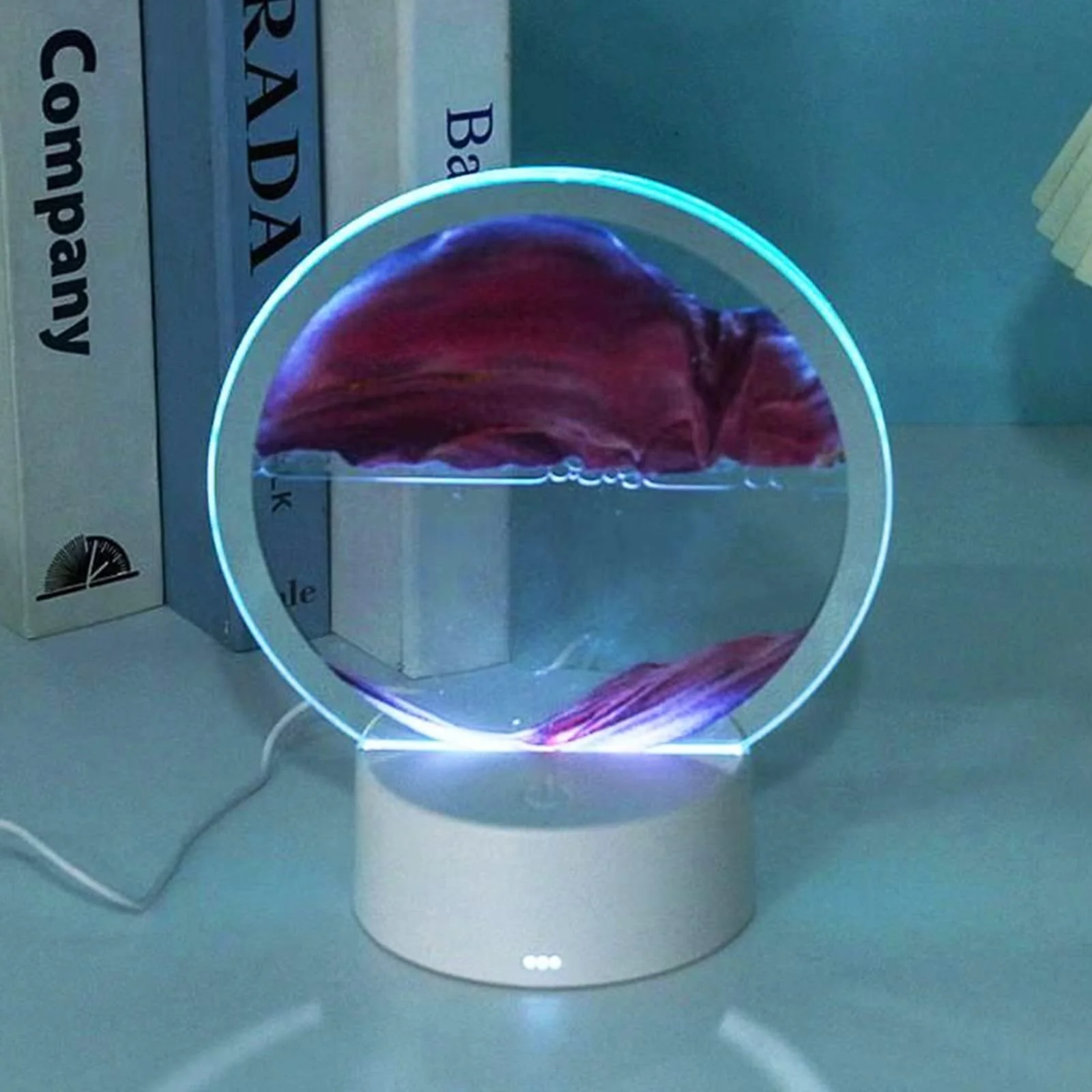 Настільна лампа Moving Sand Art 3D 7 кольорів 360° Rotation Червоний, фото №8