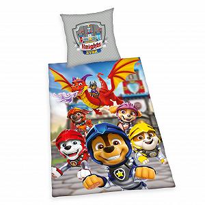 Постільна білизна Herding Paw Patrol, наволочка 80 x 80 см з двостороннім мотивом, підодіяльник 135 x 200 см, із застібкою на ґудзиках, 100% бавовна, різнокольорове - Фото 1
