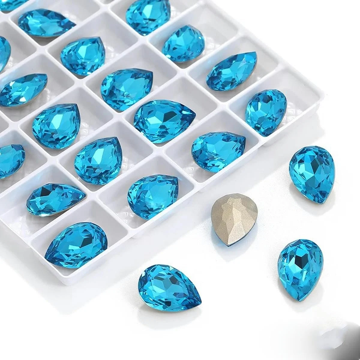 Стразы Синий Драгоценный Камень 13 x 18 мм, 24 шт, фото №1