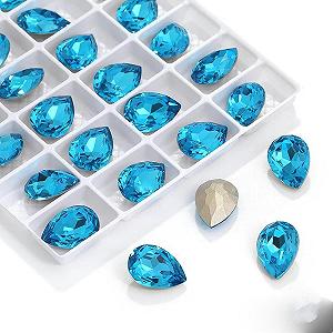 Блискучі кристали Різні розміри, блискучі перлини, синій дорогоцінний камінь 12 шт - Фото 1