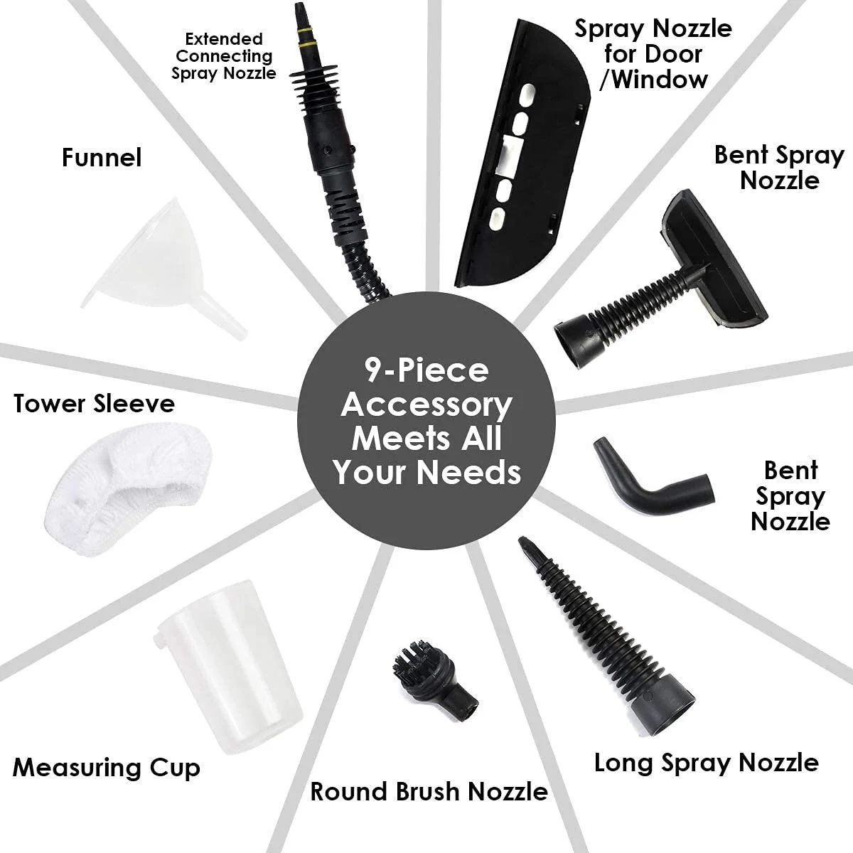 Пароочисник ручний багатофункціональний RELAX4LIFE 350 мл 9 аксесуарів 3 бар 1050 Вт, фото №6