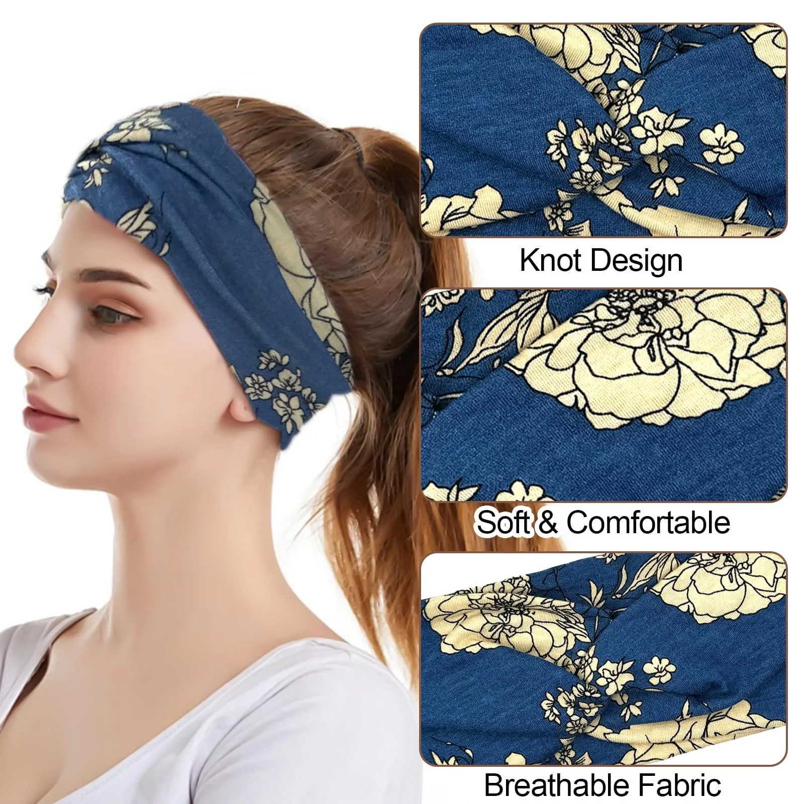 Пов'язка на голову Літо Богемія Еластична широка для волосся, фото №3 Пов'язка на голову Літо Богемія Еластична широка для волосся, фото №3