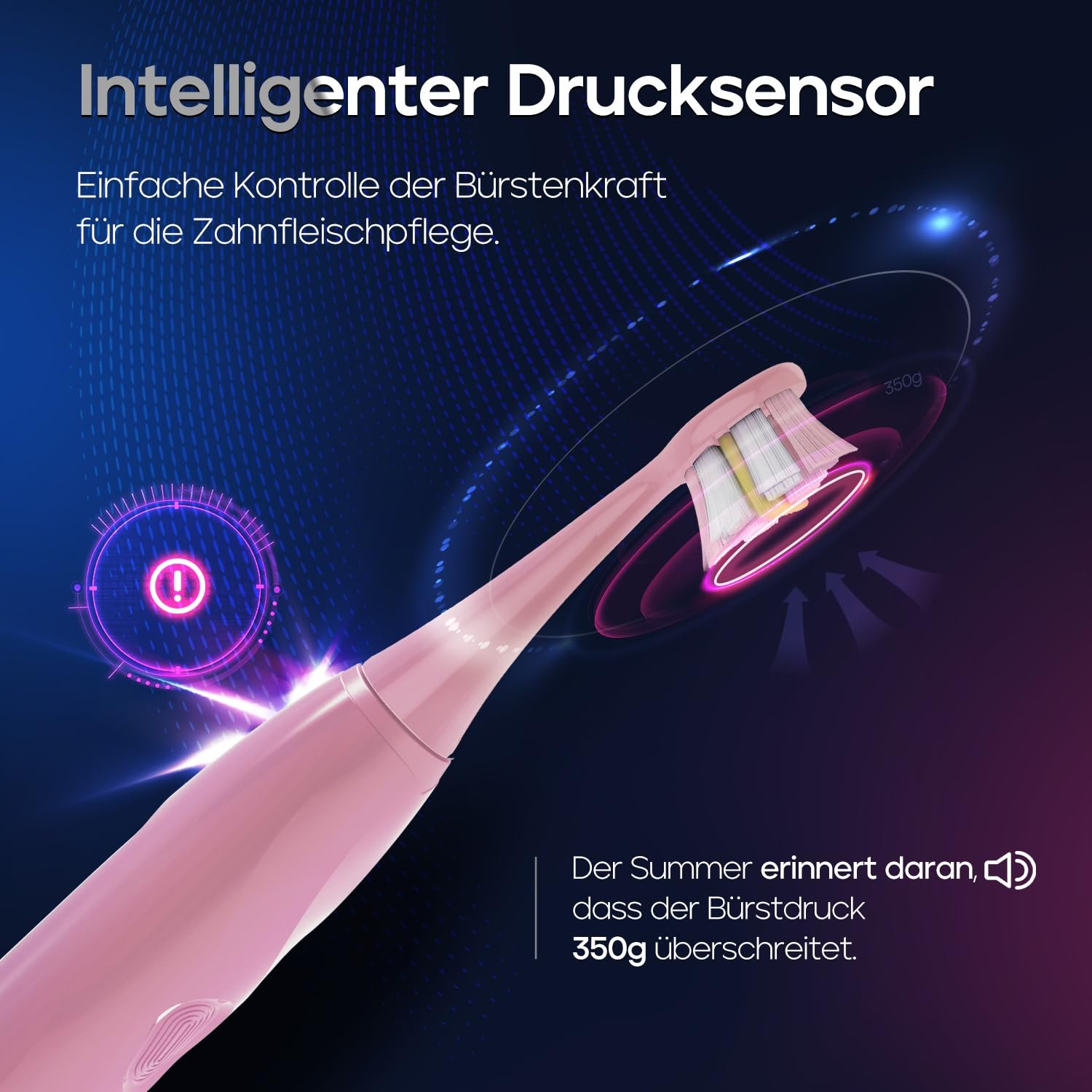 Електрична звукова зубна щітка seago SG-2752 з датчиком тиску 40000 коливань за хвилину Рожева, фото №4