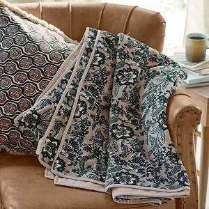 Покрывало Loberon Elarion Цветочный узор Мягкое на ощупь Розовый/Голубой synthetic.ua - Фото 1