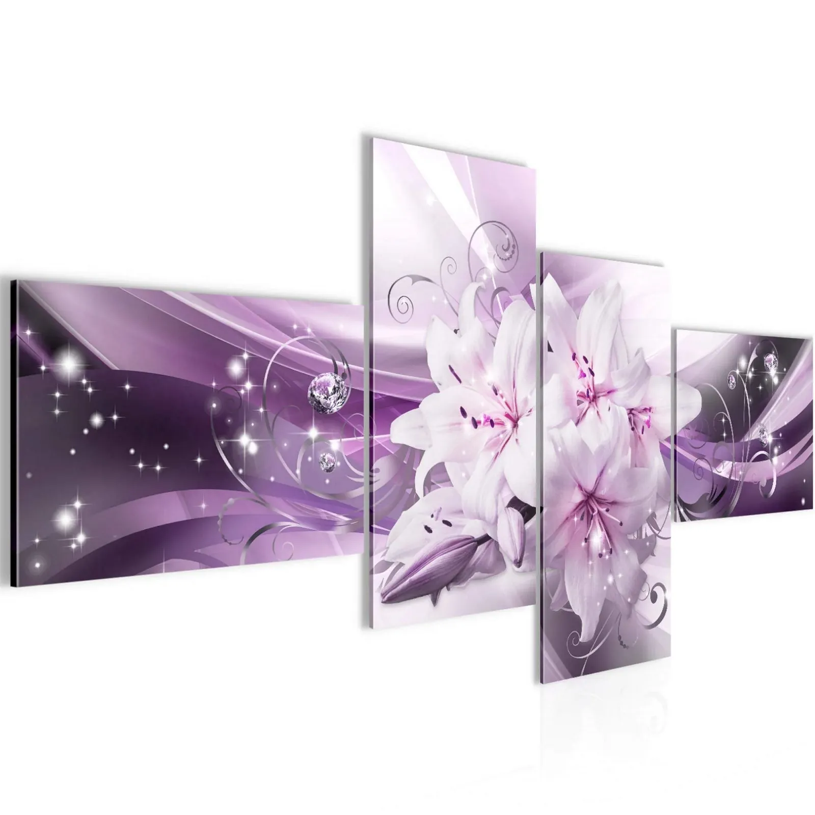 Картина Runa Art Modern Flower Lilies 020142b 4 частини пурпурна, фото №1 Картина Runa Art Modern Flower Lilies 020142b 4 частини пурпурна, фото №1