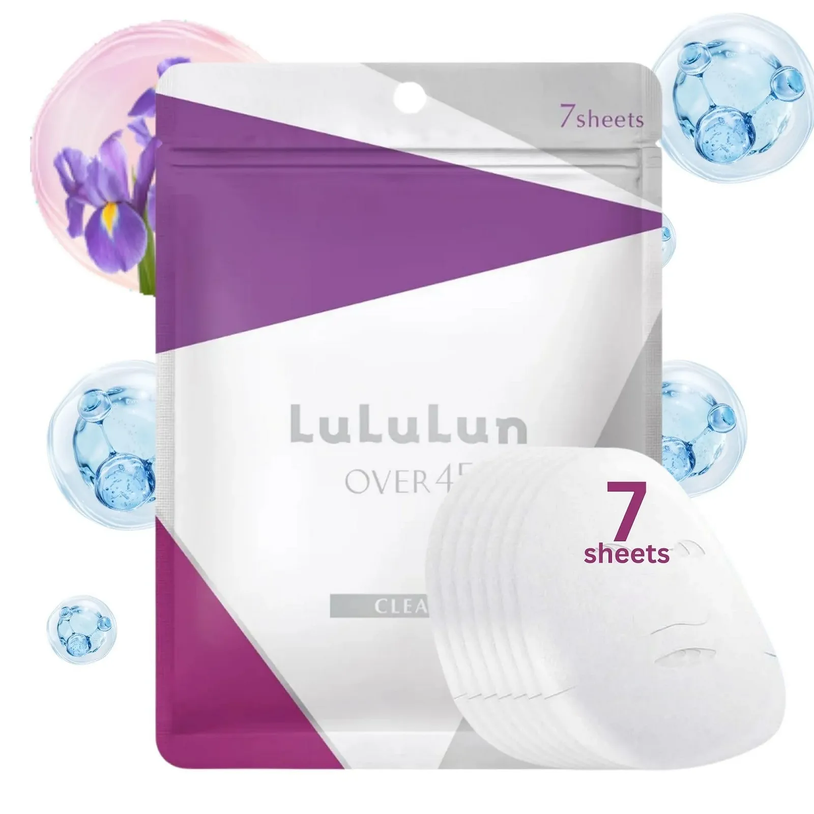 Тканинна маска Lululun Over 45 Clear - антивікова, зволожуюча (7 штук), фото №1