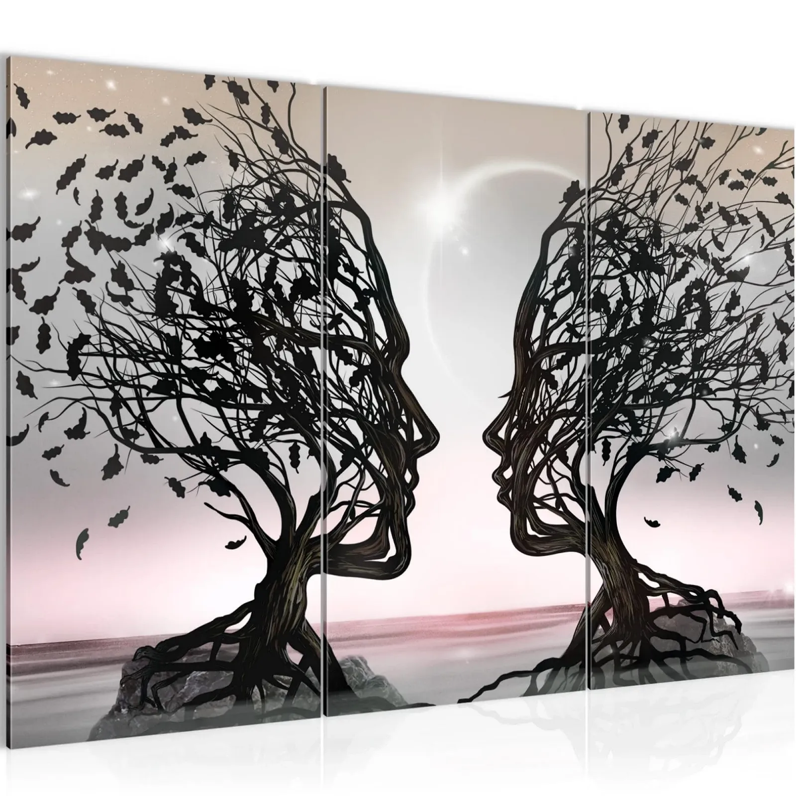 Картина Runa Art Abstract Tree XXL 120 x 80 см 3-Piece Grey Pink, фото №1