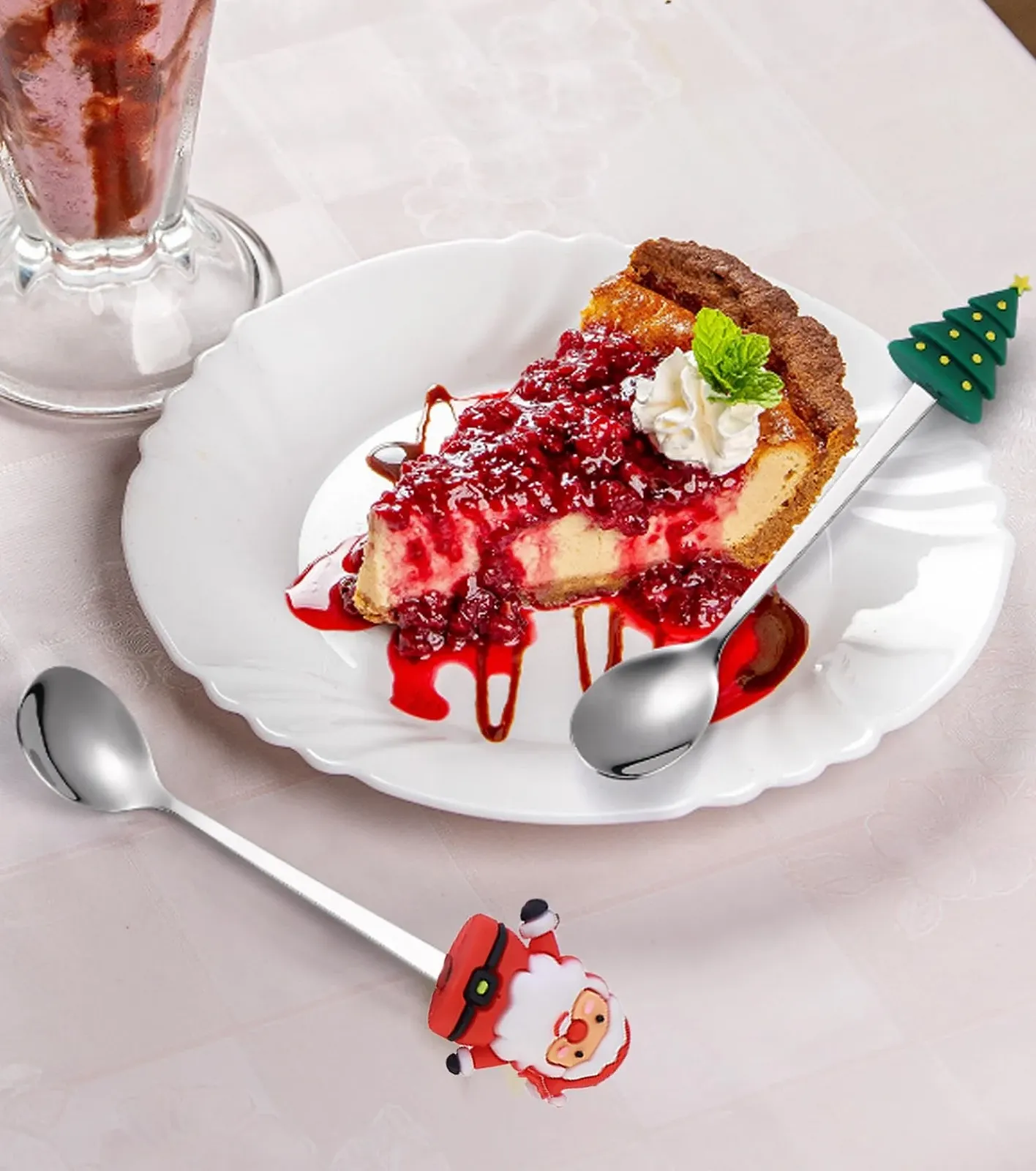 Набор Рождественских Ложек, Ложка Рождественская, Ложка для кофе, Набор Рождественских Ложек для кофе из нержавеющей стали, Маленькая Бытовая Ложка, Ложка для десерта, Чайная ложка, Серебряная, 6 шт, фото №4