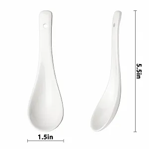 Ложка для супа керамическая малая Белая Азиатская ложка для рамена Бульона Каши Вонтона Фарфоровая ложка (SWSS8) synthetic.ua - Фото 1