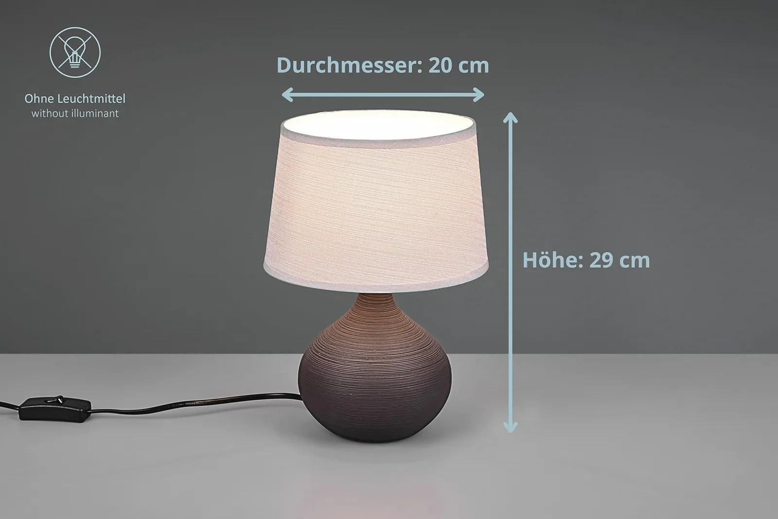 Настільна лампа Beate Керамічна з тканинним абажуром 1 x E14 макс. 40 Вт 29 см Біла, фото №4