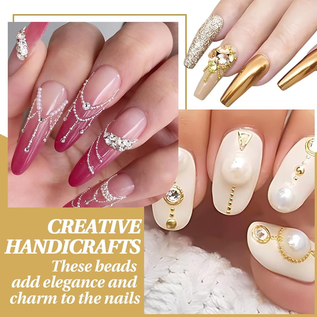 Микробисер для дизайна ногтей, Мини-икра для ногтей, Микро-бисер, украшения для ногтей Золотой (Золотой, Серебряный), фото №5