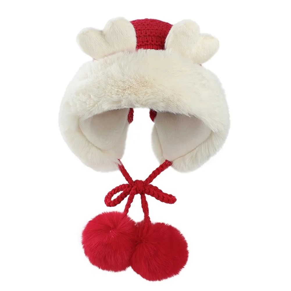 Зимняя шапка Детская вязаная шапка с помпоном Флисовая подкладка, фото №2