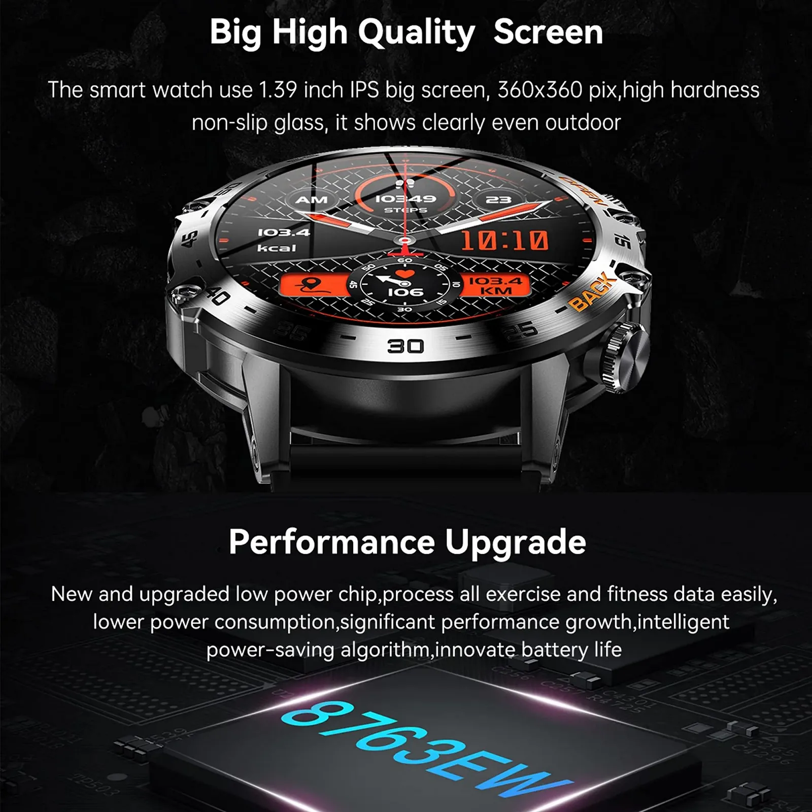 Чоловічий смарт-годинник MYSHUN з функцією телефону, сенсорний екран 1,39 дюйма, водонепроникність 5 ATM, фото №4 Чоловічий смарт-годинник MYSHUN з функцією телефону, сенсорний екран 1,39 дюйма, водонепроникність 5 ATM, фото №4