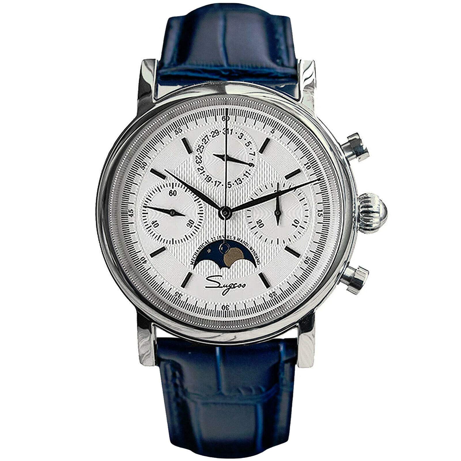 Механічний годинник Sugess Swan Neck SU1908SBEX MoonPhase Master Seagull ST1908 40 мм, білий, фото №4