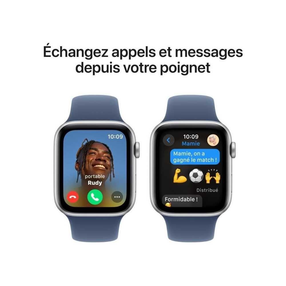 Смарт-годинник Apple Watch SE (2nd Generation) GPS 44мм, алюмінієвий корпус, сріблястий, спортивний ремінець "Денім" (S/M), фото №4