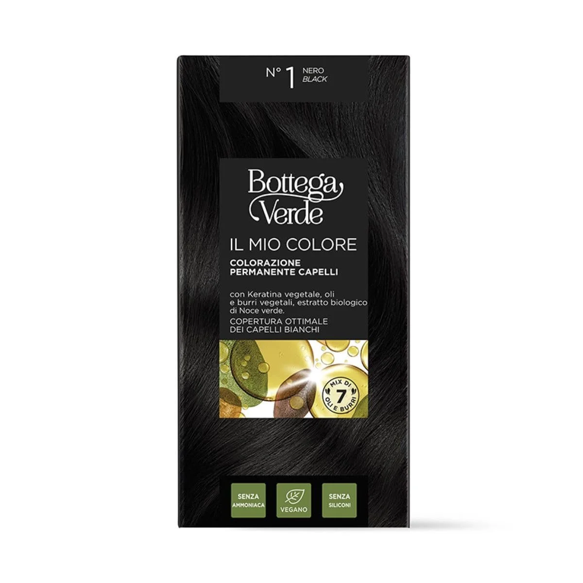 Фарба для волосся Bottega Verde My Colour Чорний № 1, фото №1 Фарба для волосся Bottega Verde My Colour Чорний № 1, фото №1