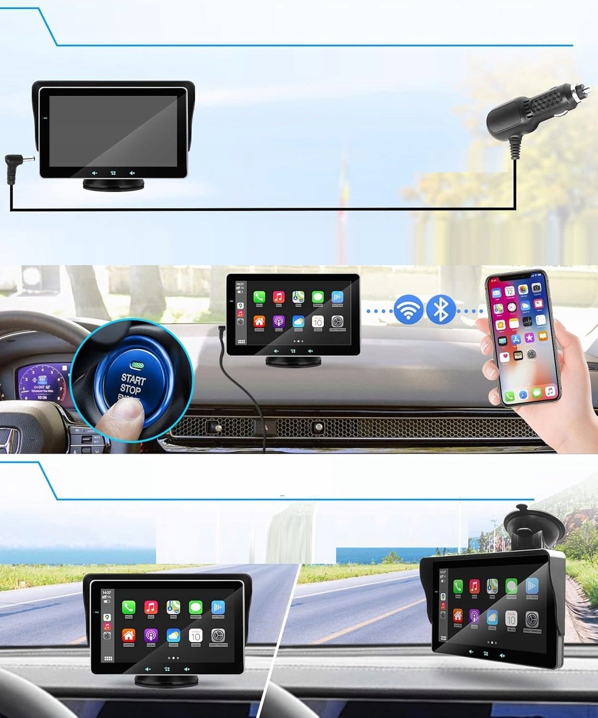 Автомагнитола Urvolax Dash / 7" Сенсорная / Apple CarPlay / Android Auto / Wi-Fi / GPS / Bluetooth / AUX / USB, фото №4