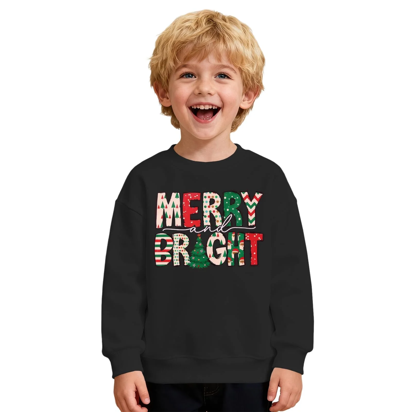 Детский рождественский джемпер Merry Bright, свитшот с принтом елки, рождественский джемпер для мальчиков и девочек 6-11 лет, зимняя хлопковая рубашка с длинными рукавами, праздничная одежда, фото №1 Детский рождественский джемпер Merry Bright, свитшот с принтом елки, рождественский джемпер для мальчиков и девочек 6-11 лет, зимняя хлопковая рубашка с длинными рукавами, праздничная одежда, фото №1