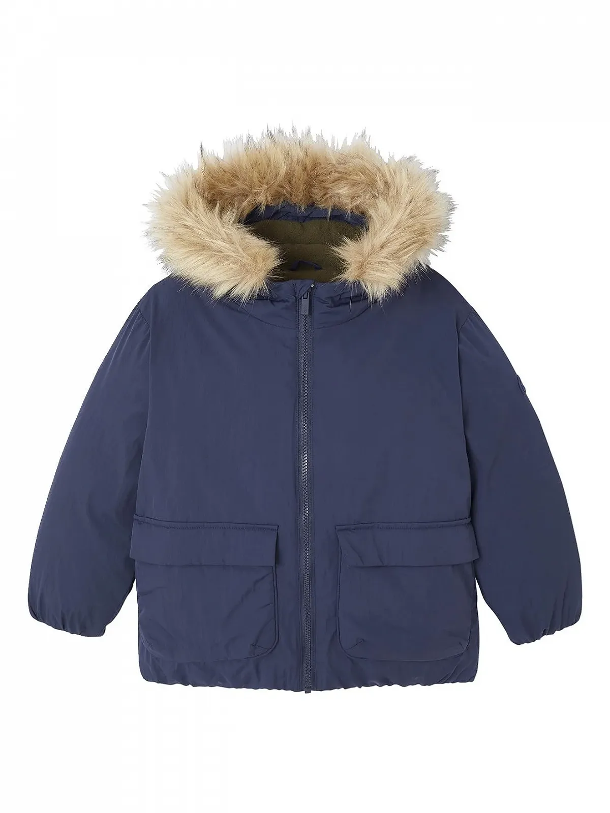 Теплая куртка для мальчиков с капюшоном и флисовой подкладкой Vertbaudet, переработанный полиэстер, фото №1