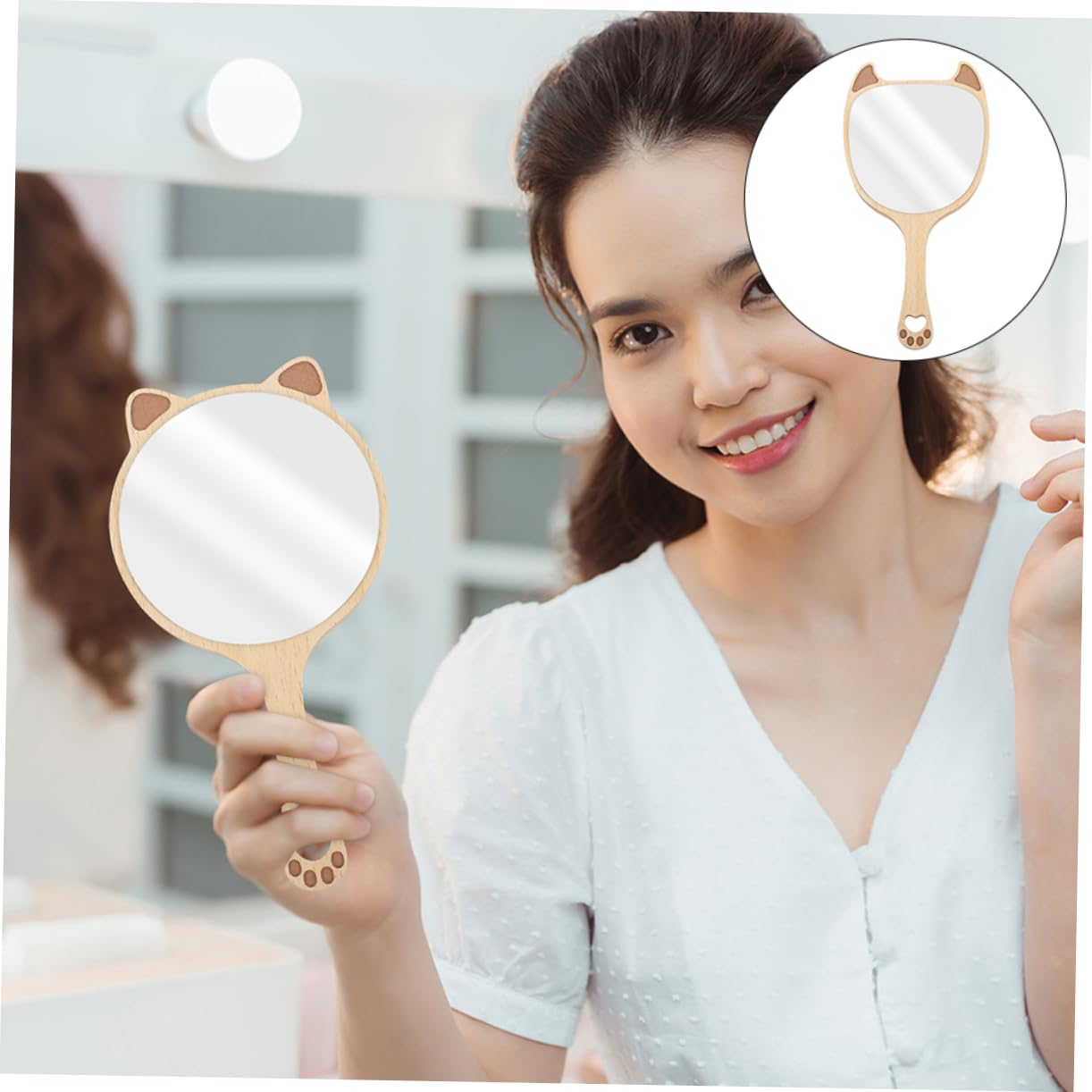 Зеркало Angoily набор 3 шт. с деревянной ручкой, фото №3 Зеркало Angoily набор 3 шт. с деревянной ручкой, фото №3