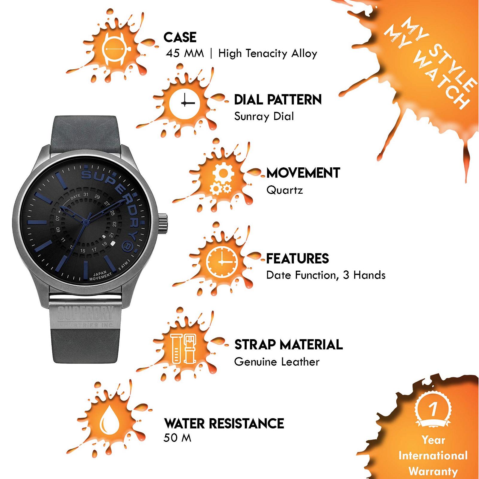 Аналоговые Superdry Herren Quarz SYG233U кожаный ремешок часы, фото №3 Аналоговые Superdry Herren Quarz SYG233U кожаный ремешок часы, фото №3