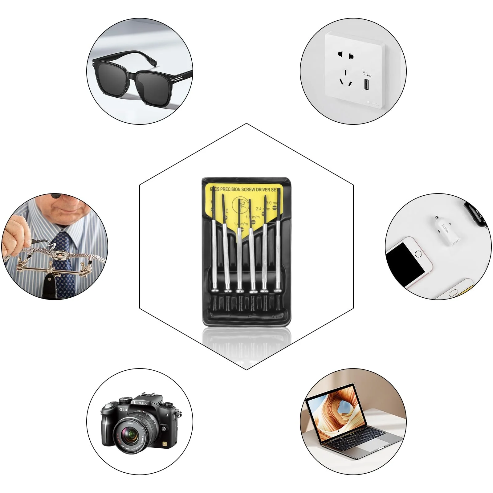 Набір викруток Erzekrim Mini Precision Mechanic 6 в 1 для годинників, окулярів, комп'ютерів та ремонту перемикачів, фото №7