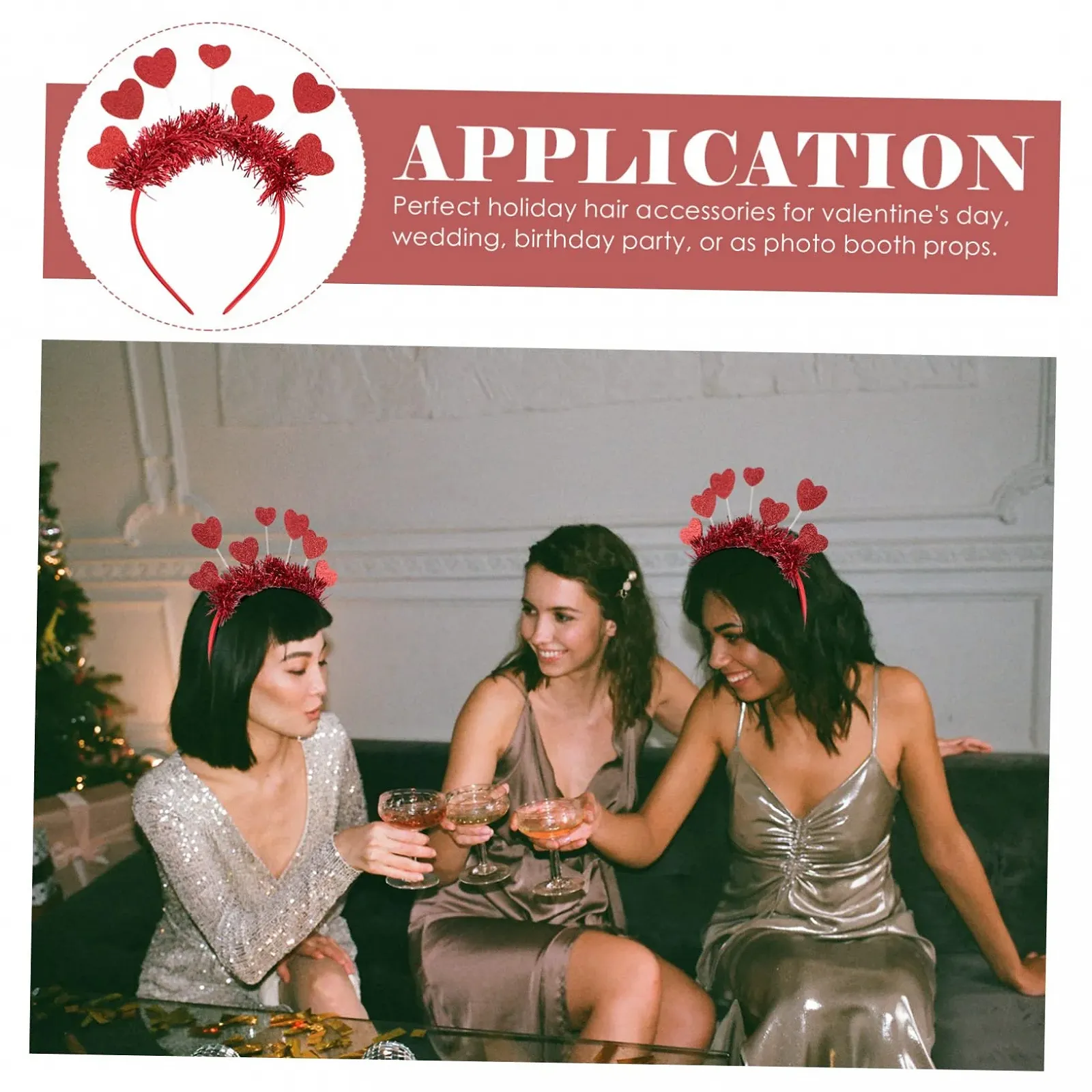 Обруч для волос Abaodam Сердце Красный, фото №9