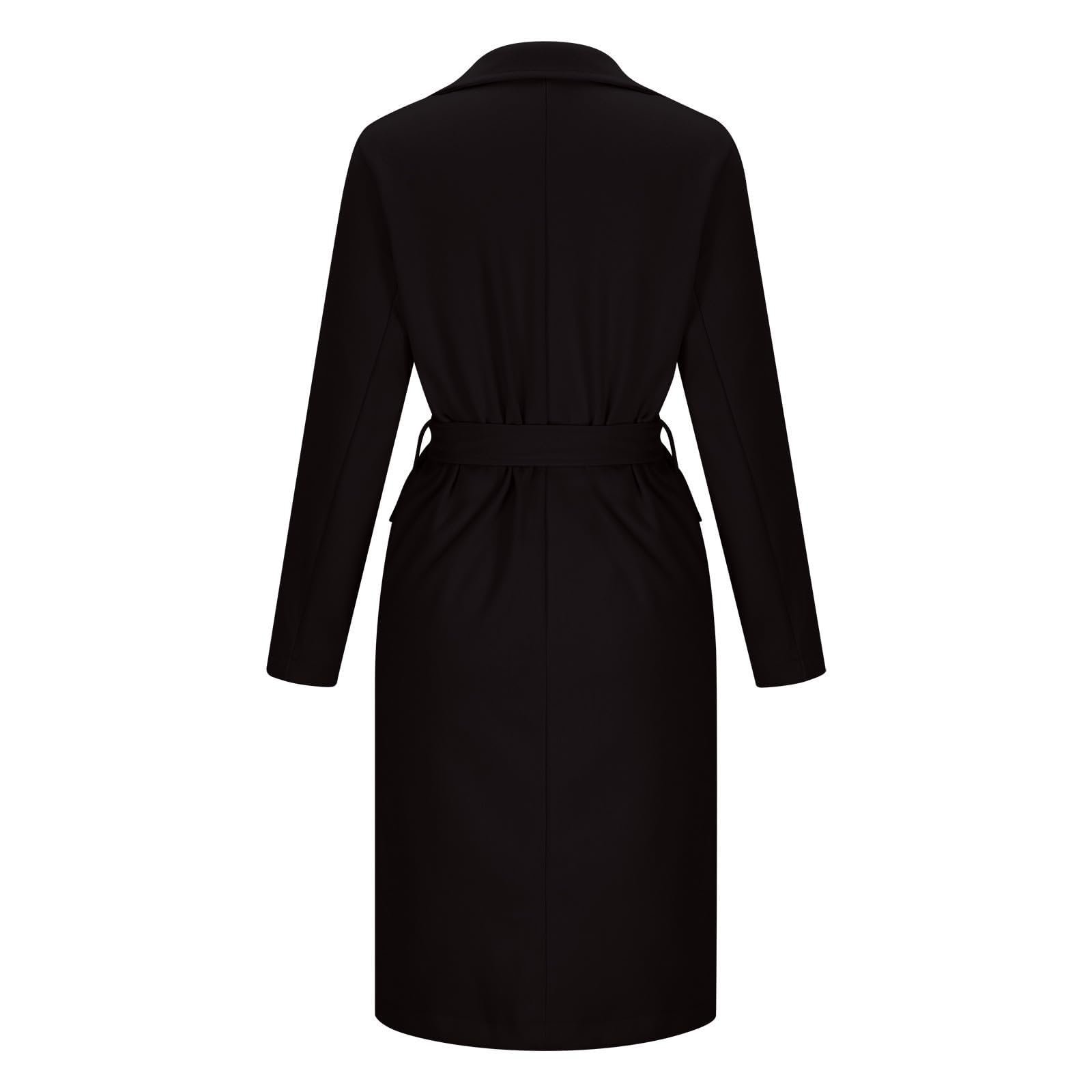Пальто Generisch с поясом и каскадным вырезом One Size для осени и зимы, фото №4