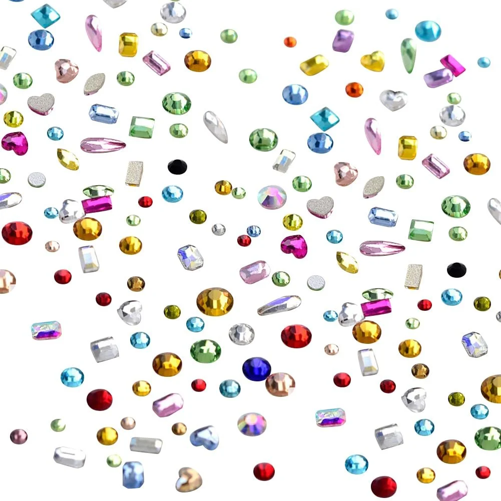 Стрази для нігтів Різні форми та розміри 460 шт різнокольорові, фото №1