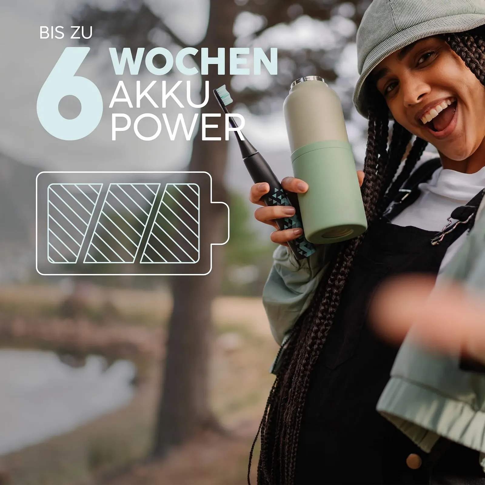 Электрическая звуковая зубная щетка happybrush ECO VIBE 3 6 недель работы Черный/Мятный, фото №4