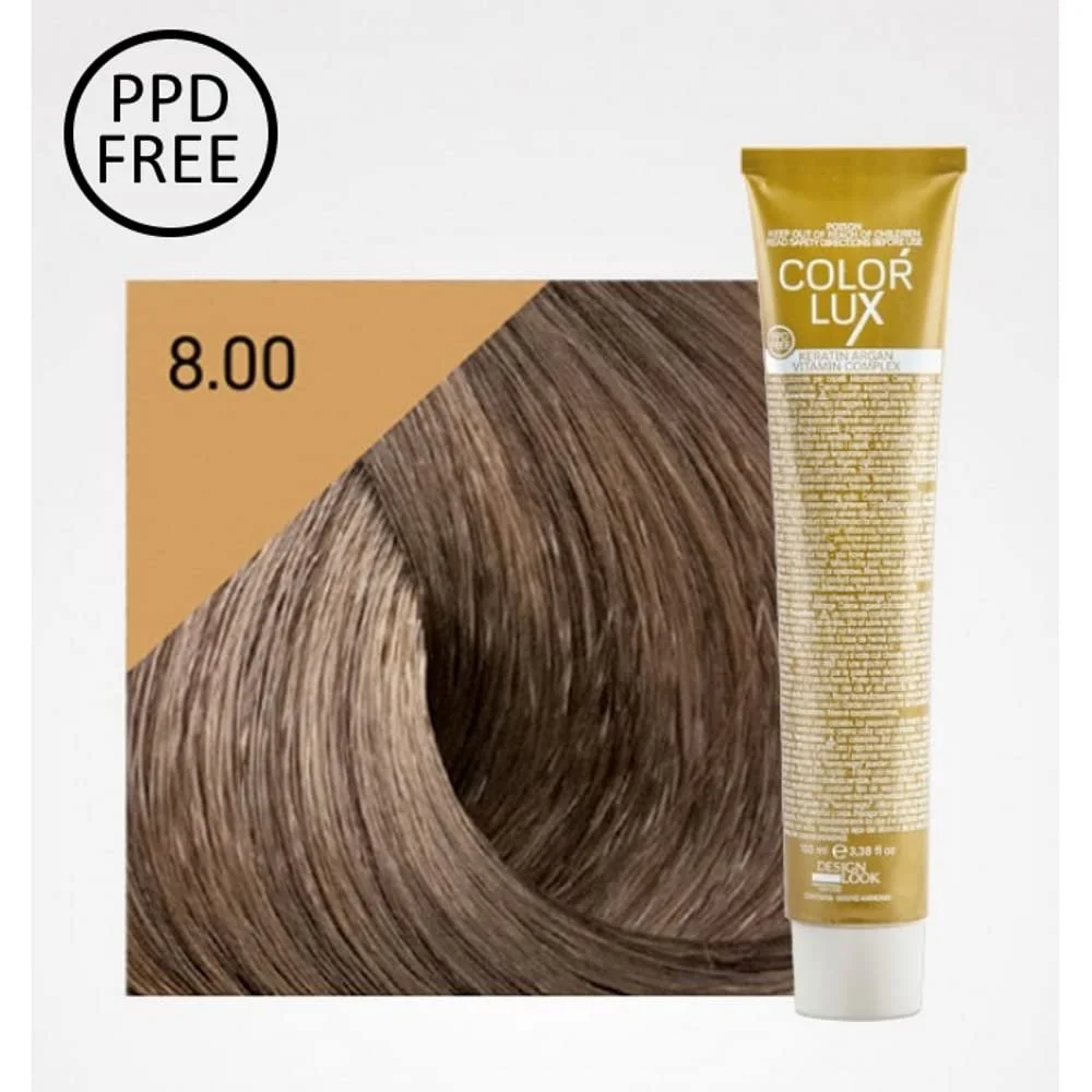 Фарба для волосся DESIGN LOOK Lux 8.00 Світлий Блондин Інтенсивний, 100 мл, фото №2 Фарба для волосся DESIGN LOOK Lux 8.00 Світлий Блондин Інтенсивний, 100 мл, фото №2
