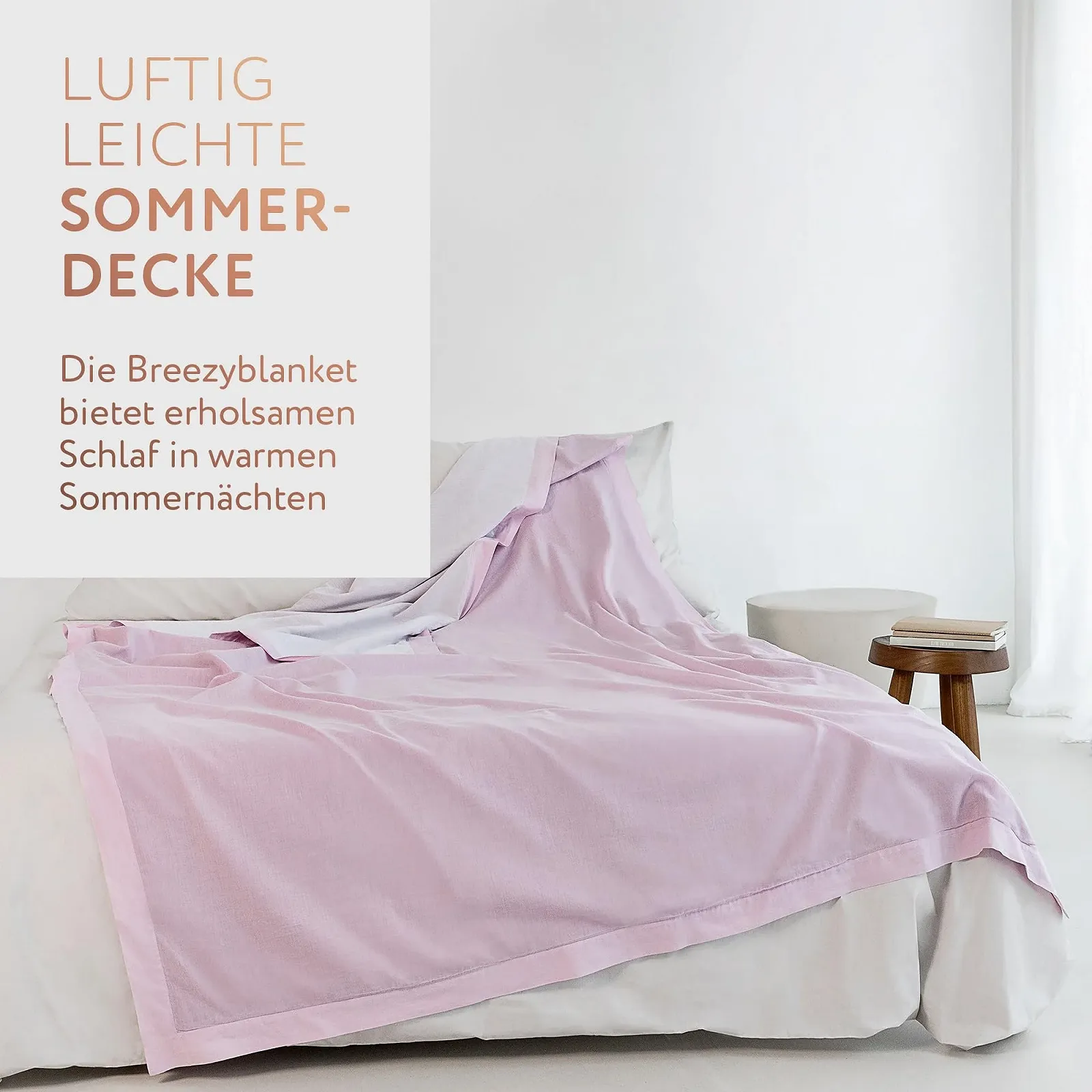 Одеяло RELAXOUND Original Breezyblanket 155 x 225 см (Reverse Berry, Single) - Летнее одеяло - Одеяло для восстановления - 3-слойное хлопковое одеяло - Эффект AirFlair для оптимального контроля температуры, фото №3